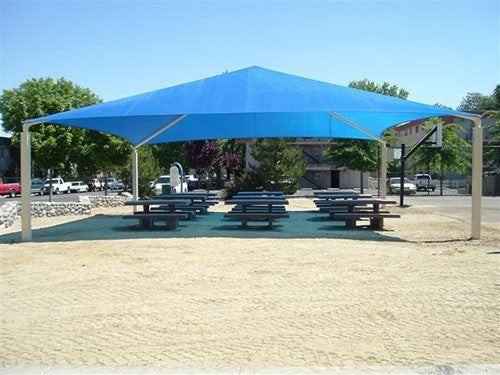 Pyramid Roof Shade Structure example; pictured size and colors may vary