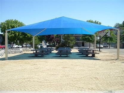 Pyramid Roof Shade Structure example; pictured size and colors may vary