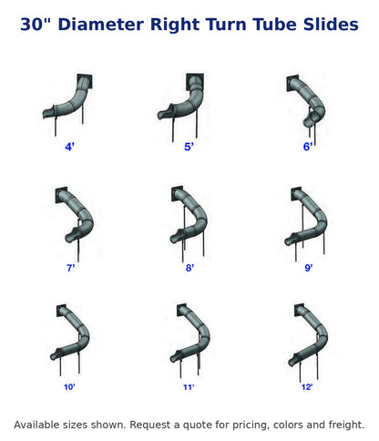 RTS 30" Right Turn Tube Slide - all sizes at a glance