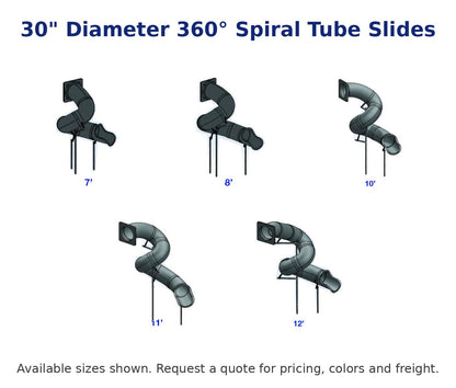 RTS 30" 360° Spiral Tube Slide - all sizes at a glance