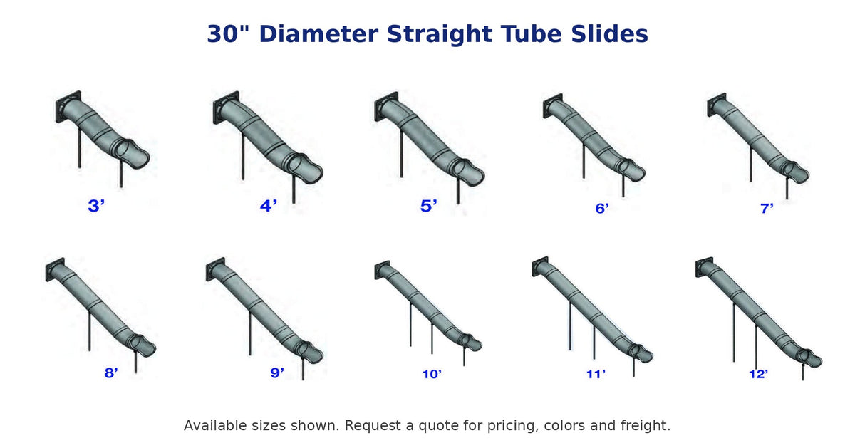 RTS 30" Straight Tube Slide - all sizes at a glance