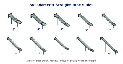 RTS 30" Straight Tube Slide - all sizes at a glance