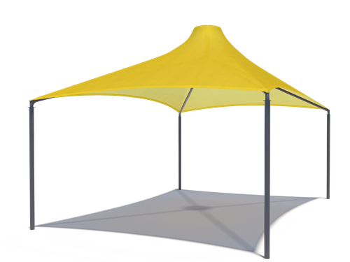 Sahara Roof Shade Structure with 4 Posts example; pictured size and colors may vary