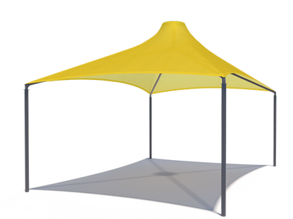 Sahara Roof Shade Structure with 4 Posts example; pictured size and colors may vary