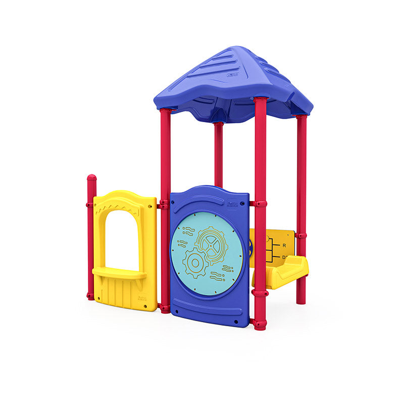 Scooter Stop commercial playground equipment by World Klass Play – Primary Colors – Pyramid Roof – view 7