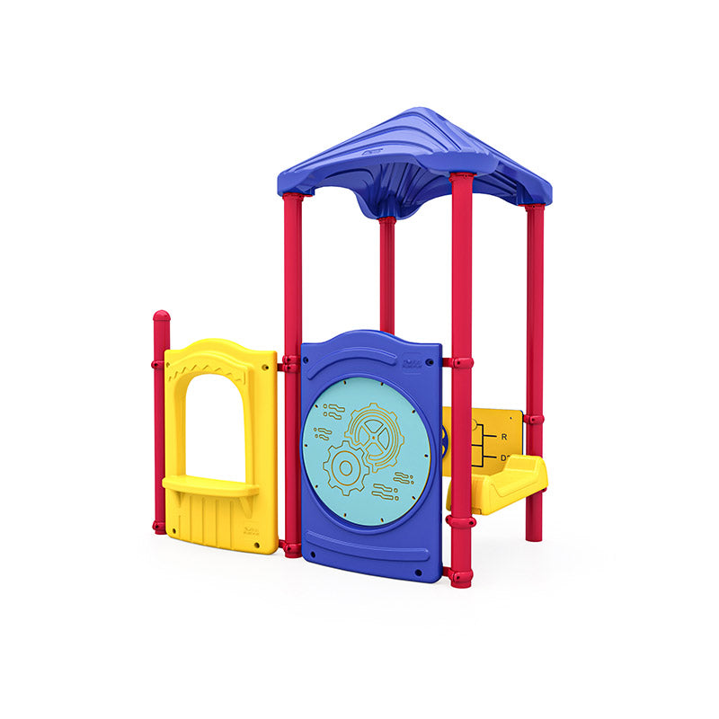 Scooter Stop commercial playground equipment by World Klass Play – Primary Colors – Leaf Roof – view 9
