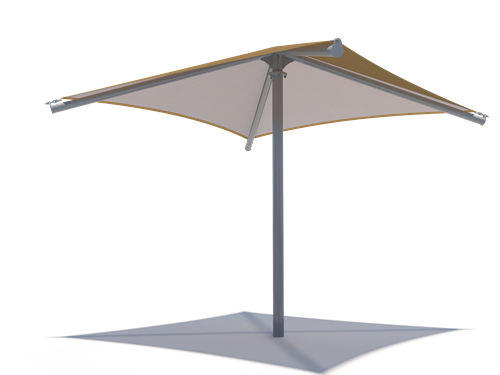 Single Post Pyramid Roof Shade Structure example; pictured size and colors may vary