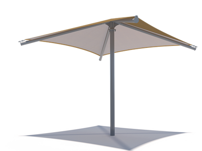 Single Post Pyramid Roof Shade Structure example; pictured size and colors may vary