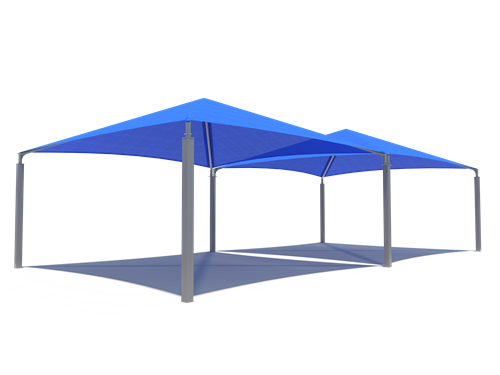 Single Post Pyramid Roof Shade Structure example; pictured size and colors may vary