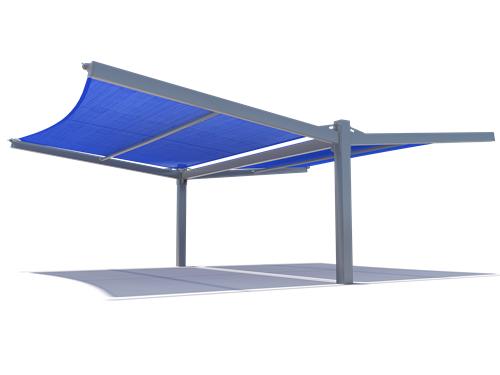 Cantilever Wing Cabled Double Slanted Shade Structure example; pictured size and colors may vary