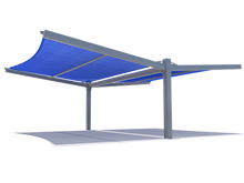 Cantilever Wing Cabled Double Slanted Shade Structure example; pictured size and colors may vary