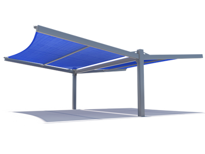 Cantilever Wing Cabled Double Slanted Shade Structure example; pictured size and colors may vary