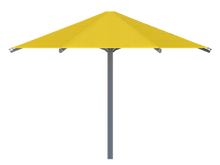 Hexagon Single Post Umbrella Roof Shade Structure example; pictured size and colors may vary