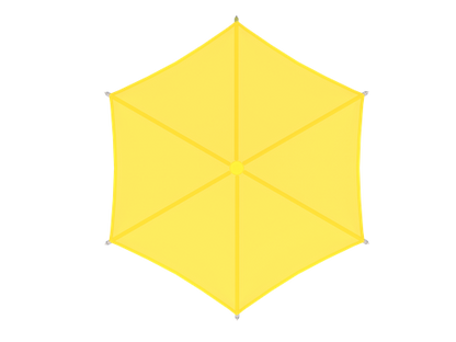 Hexagon Single Post Umbrella Roof Shade Structure example; pictured size and colors may vary