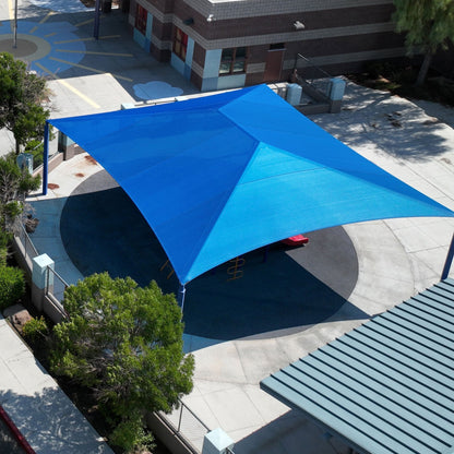 Hip Roof Shade Structure with 4 Posts and 11 Foot Entry example; pictured size and colors may vary