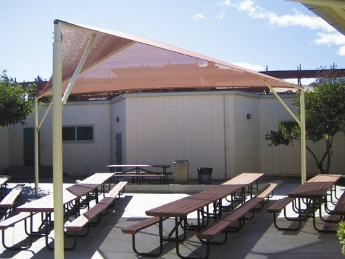 Triangle Shade Structure with 3 Posts example; pictured size and colors may vary