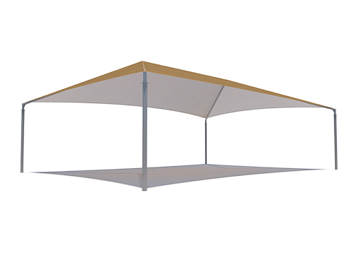 Hip Roof Shade Structure with 4 Posts and 13 Foot Entry example; pictured size and colors may vary