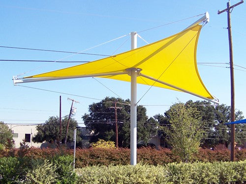 Aurora Single Post Shade Structure example; pictured size and colors may vary