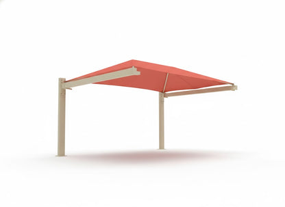 Full Cantilever Hip Roof Shade Structure example; pictured size and colors may vary
