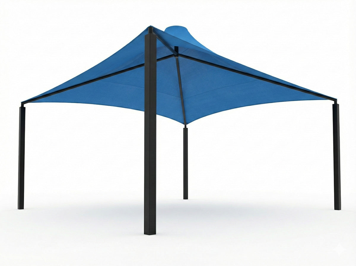 Sahara Roof Shade Structure with 4 Posts example; pictured size and colors may vary