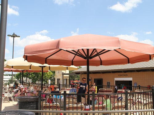 Coolbrella Single Post Umbrella Shade Structure example; pictured size and colors may vary