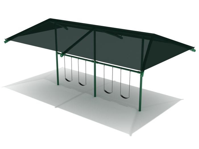 8 Feet High Elite Single Post Swing with Shade - 2 Bay w Belt Seats - Image 2
