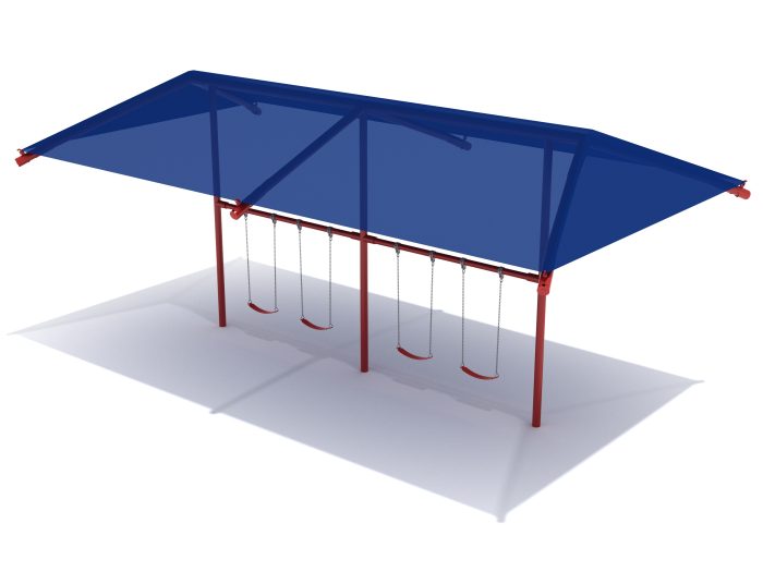 8 Feet High Elite Single Post Swing with Shade - 2 Bay w Belt Seats - Image 3