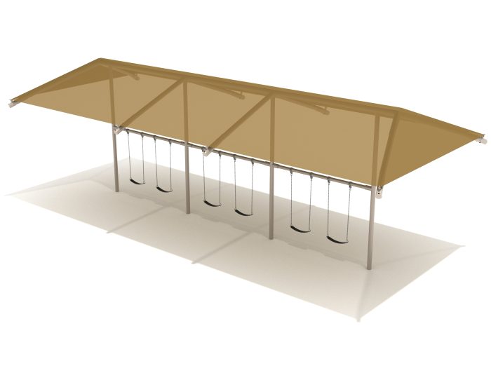 8 Feet High Elite Single Post Swing with Shade - 3 Bay w Belt Seats - Image 3