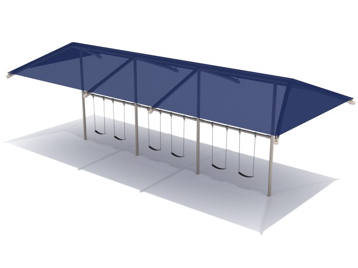 8 Feet High Elite Single Post Swing with Shade - 3 Bay w Belt Seats - Image 5