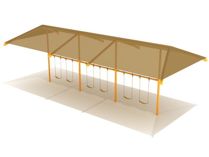 8 Feet High Elite Single Post Swing with Shade - 3 Bay w Belt Seats - Image 6