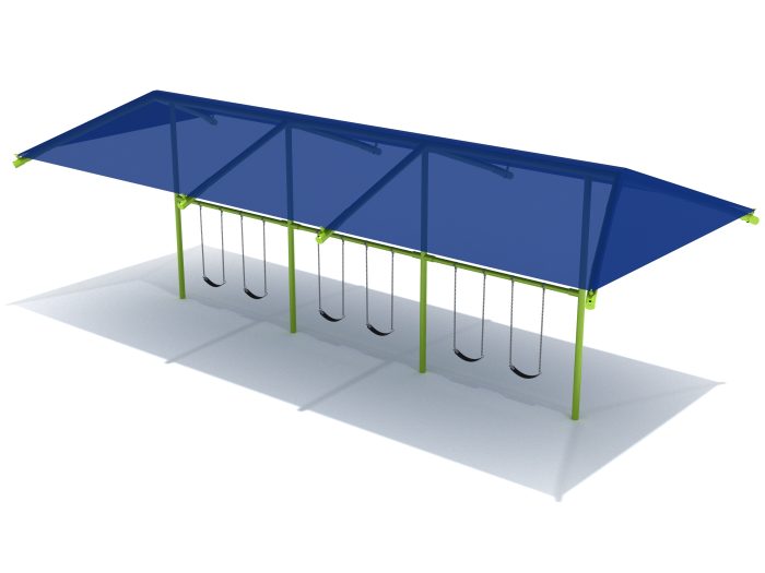 8 Feet High Elite Single Post Swing with Shade - 3 Bay w Belt Seats - Image 7