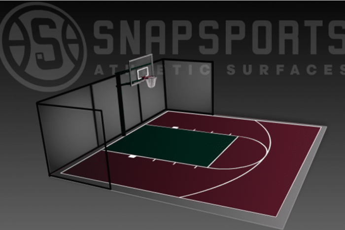30' X 30' Basketball Court With Containment Netting