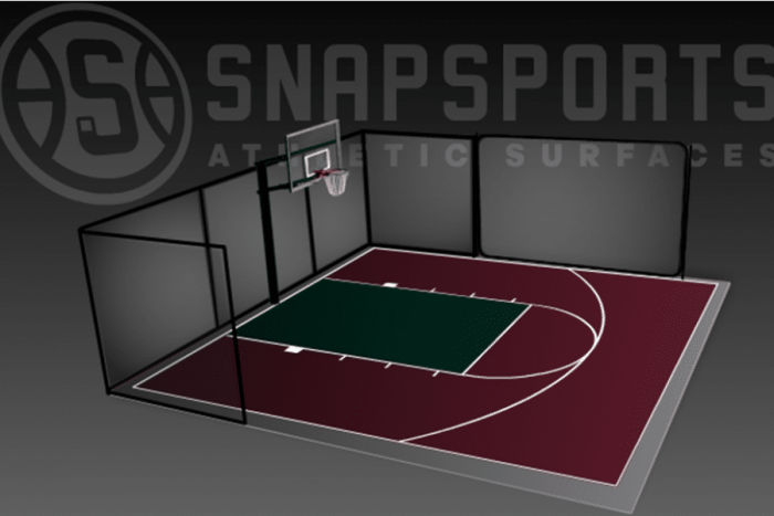 30' X 30' Basketball Court With Rebounder