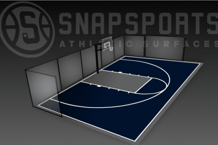 30' X 50' Basketball Court With Rebounder