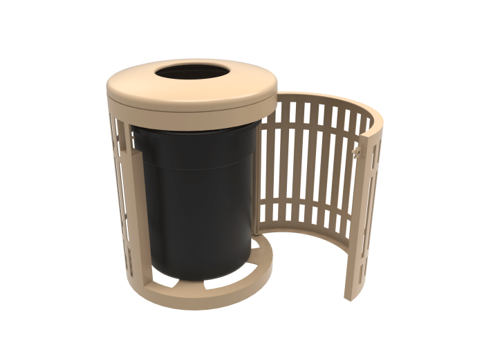 32 Gallon Coned Trash Receptacle With Door