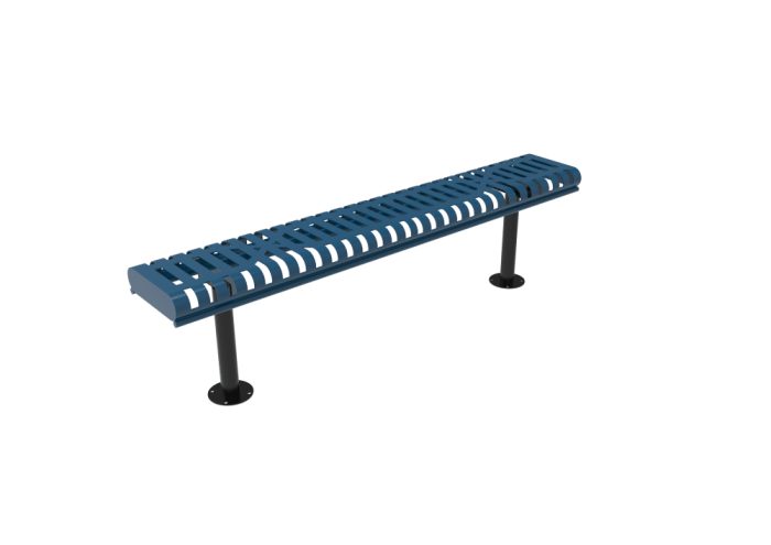 4' Slatted Steel Rolled Bench without Back - Image 2