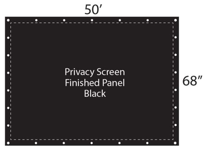 Douglas 26928B Privacy Screen 68" X 50' Finished Panel Black w/Perimeter Hem & Grommets