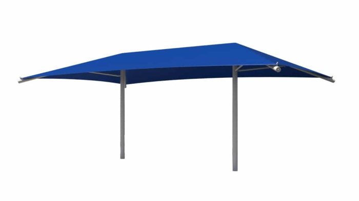 16' x 12' Dual Column Umbrella with 8' Eave Height; In Ground Mounted with No Glide Elbow - Image 2