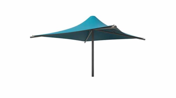 13' Square Umbrella with 8' Eave Height; In Ground Mounted with Glide Elbow - Image 2