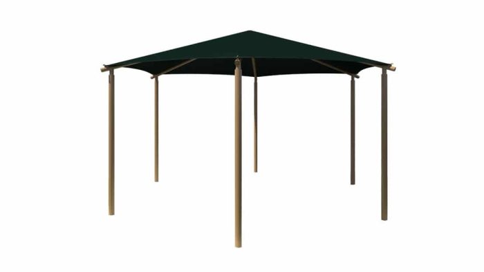 20' Hexagon Hip with 8' Eave Height; In-ground Mounted with Glide Elbow - Image 2