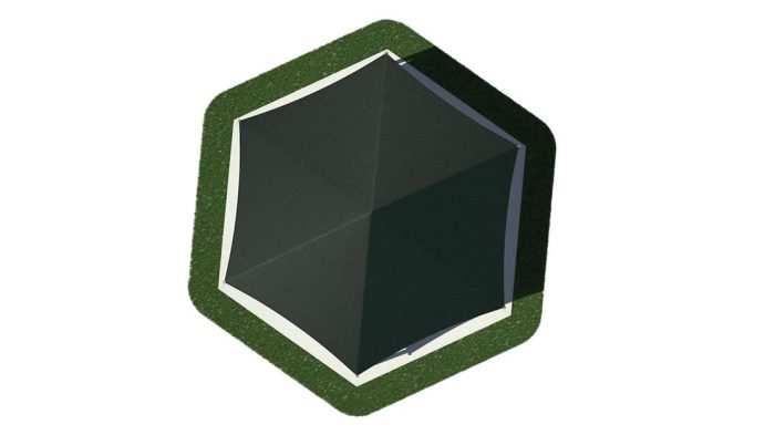 20' Hexagon Hip with 8' Eave Height; In-ground Mounted with Glide Elbow - Image 3