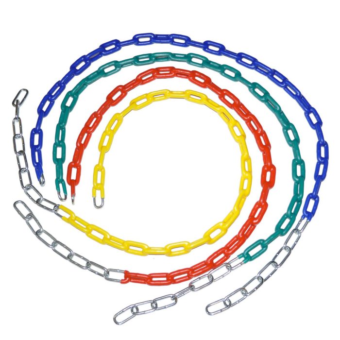 Individual PVC Coated Metal Swing Set Chain - 48 inches (length accommodates bucket seat at 7-feet top rail)
