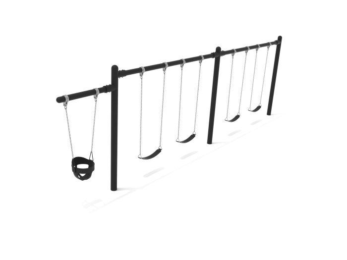 2 Bay- 1 Cantilever Single Post Swing w Belt Seats & Bucket Seat - Image 3