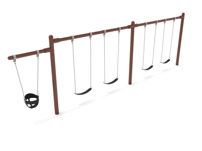 2 Bay- 1 Cantilever Single Post Swing w Belt Seats & Bucket Seat - Image 5