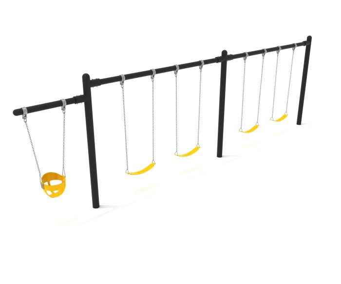 2 Bay- 1 Cantilever Single Post Swing w Belt Seats & Bucket Seat - Image 8