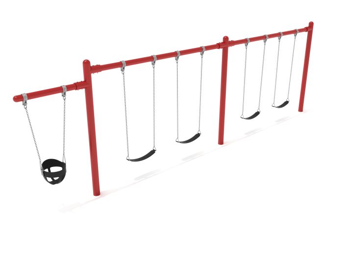 2 Bay- 1 Cantilever Single Post Swing w Belt Seats & Bucket Seat - Image 9