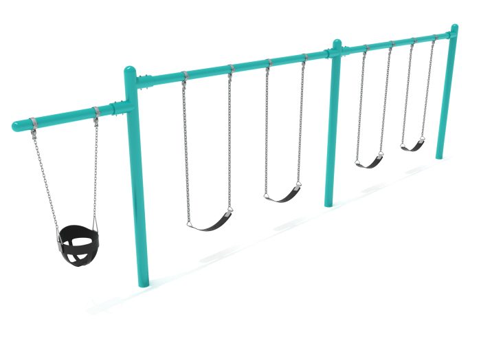 2 Bay- 1 Cantilever Single Post Swing w Belt Seats & Bucket Seat - Image 11