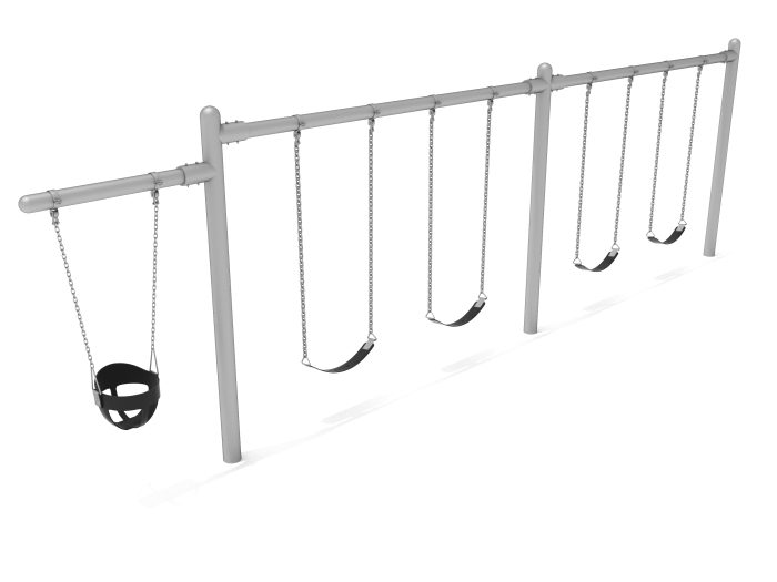 2 Bay- 1 Cantilever Single Post Swing w Belt Seats & Bucket Seat - Image 12