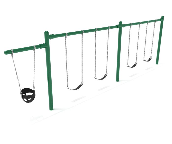 2 Bay- 1 Cantilever Single Post Swing w Belt Seats & Bucket Seat - Image 2