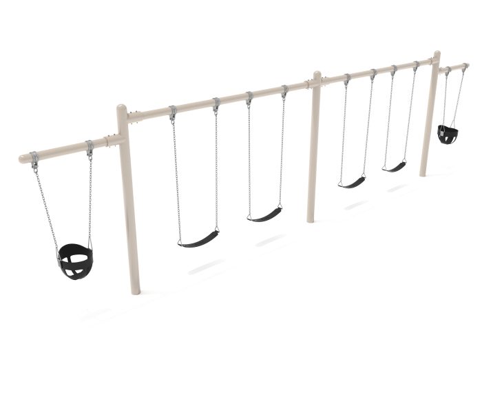 2 Bay- 2 Cantilever Single Post Swing - Frame with Hangers, 2 Bay Belt Seat Package, 1 Bay Bucket Package - Image 4